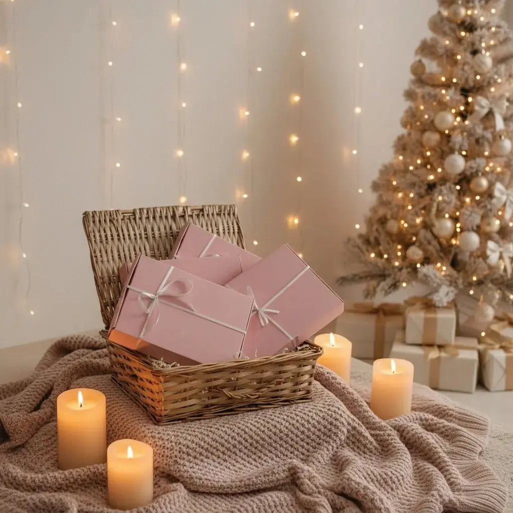 Cosy and relaxing self love hamper basket gift set for birthdays, Christmas, or pampering
