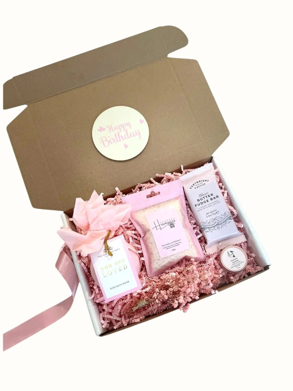 Celebrate 18th birthday luxury gift box with pamper products and relaxing treats for her Surreal Hampers UK
