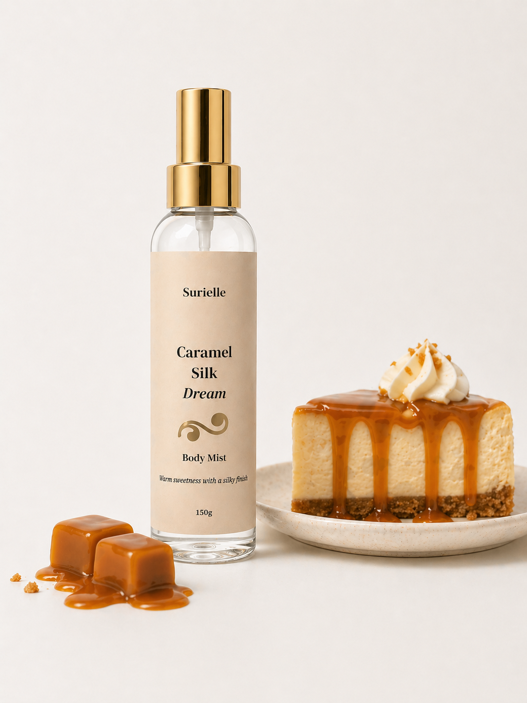 Luxury body mist UK with caramel scent for gift hampers and relaxing self care routines