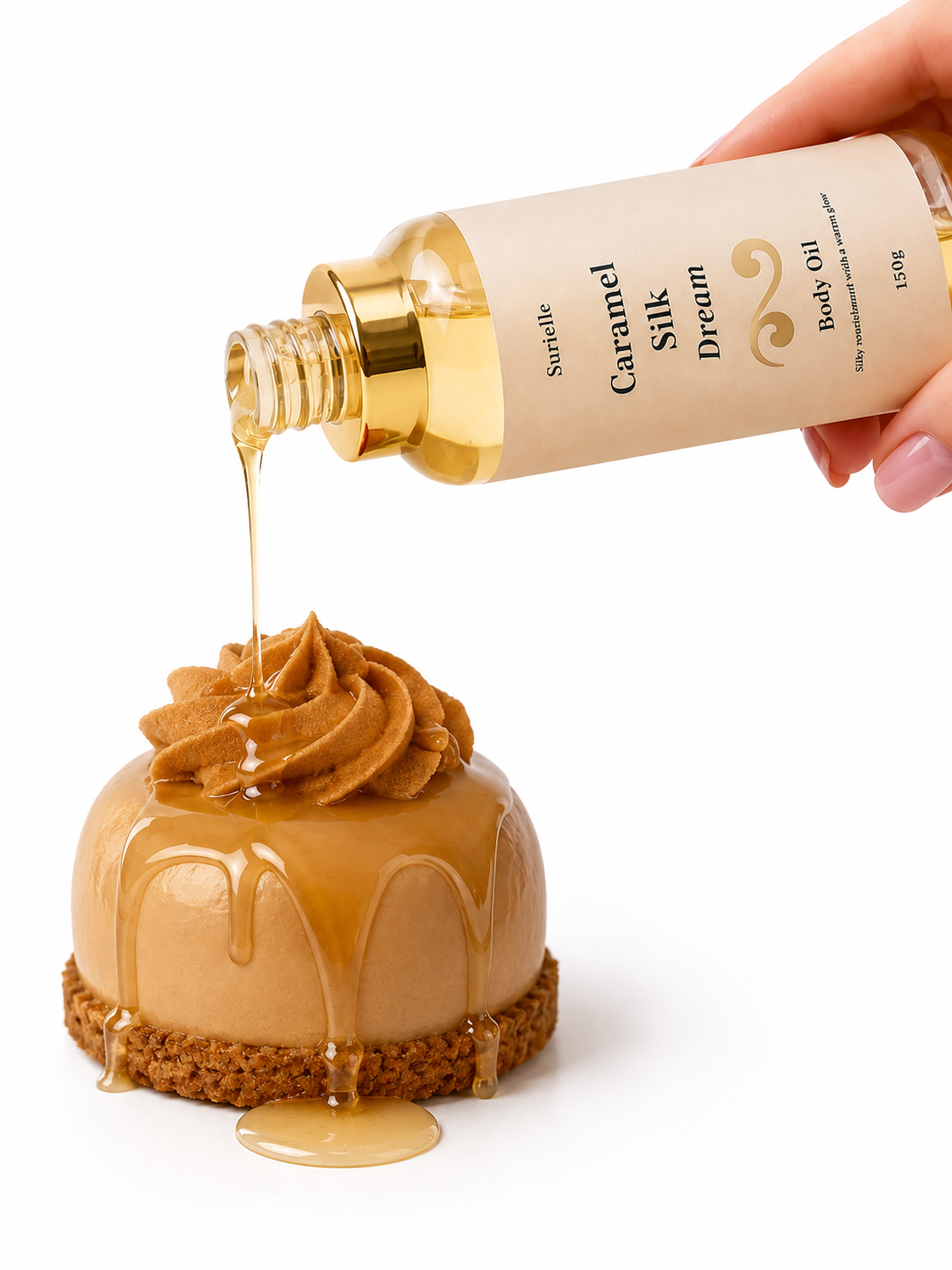 Caramel Silk Dream body oil for self care gift box, perfect for pamper hampers and glowing skin