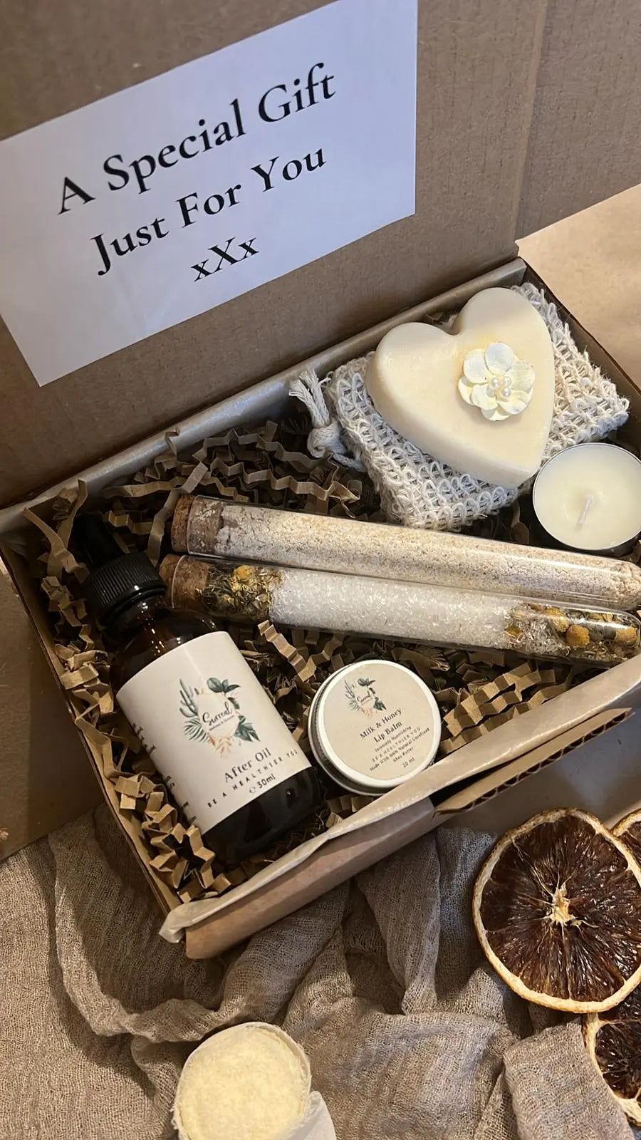 Christmas pamper box for her with handmade natural skincare and holiday relaxation gifts Surreal Hampers UK