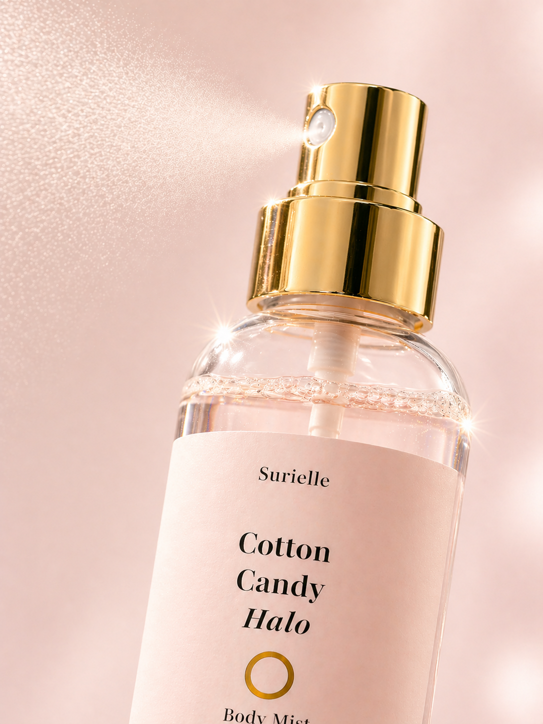 Lightweight body mist with cotton candy fragrance for a sweet and refreshing glow