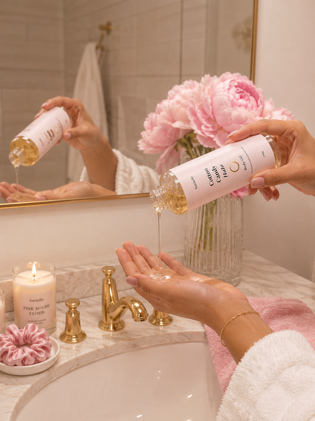 Cotton Candy Halo body oil for soft, glowing and hydrated skin