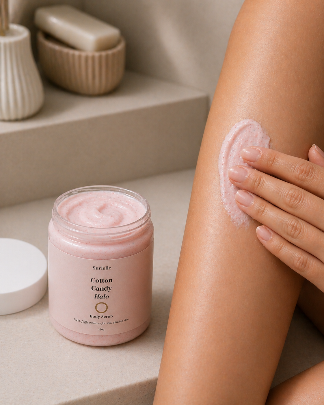 Cotton candy sugar scrub for soft, smooth and glowing skin