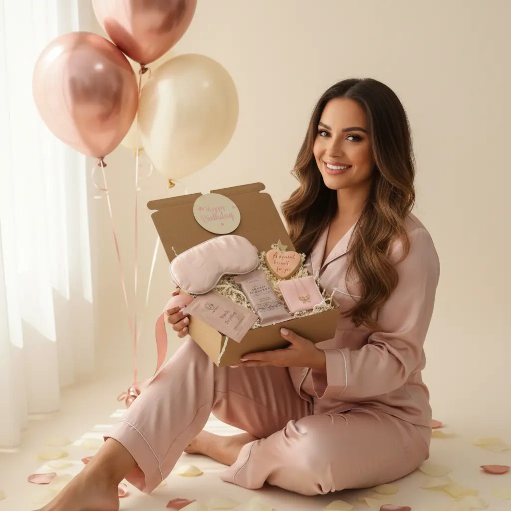 Unique personalised gift box for women with handmade self-care products, Jewellery and treats
