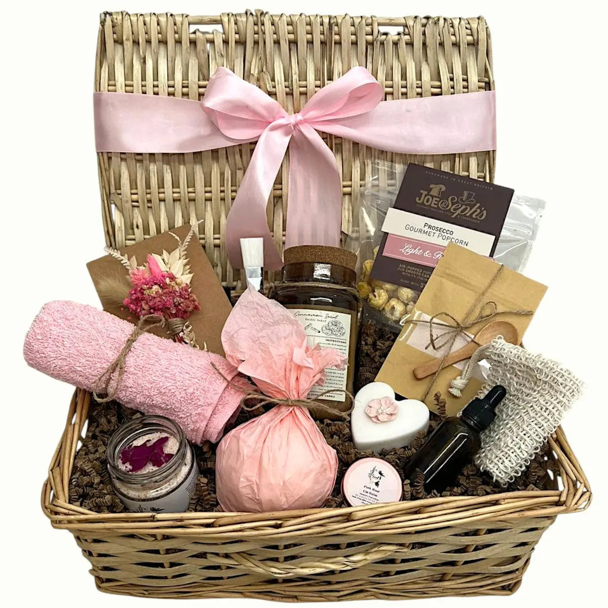 Natural handmade hamper spa gift set with skincare, bath bomb, and relaxation gifts
