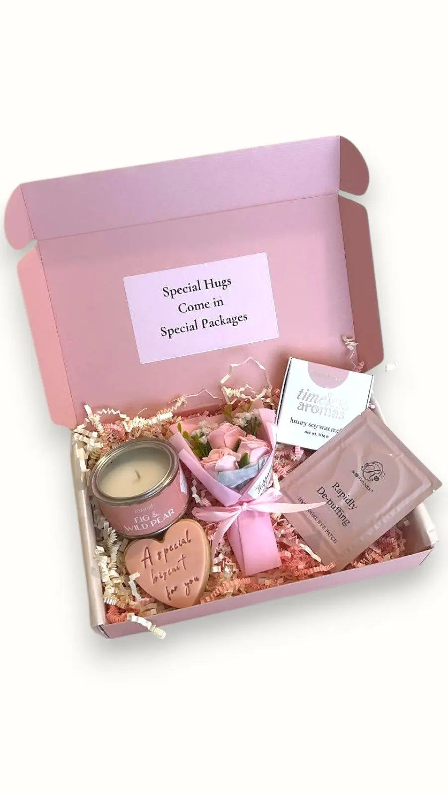 Pamper de-stress hamper with wax melts, candles and body products for ultimate relaxation and wellness