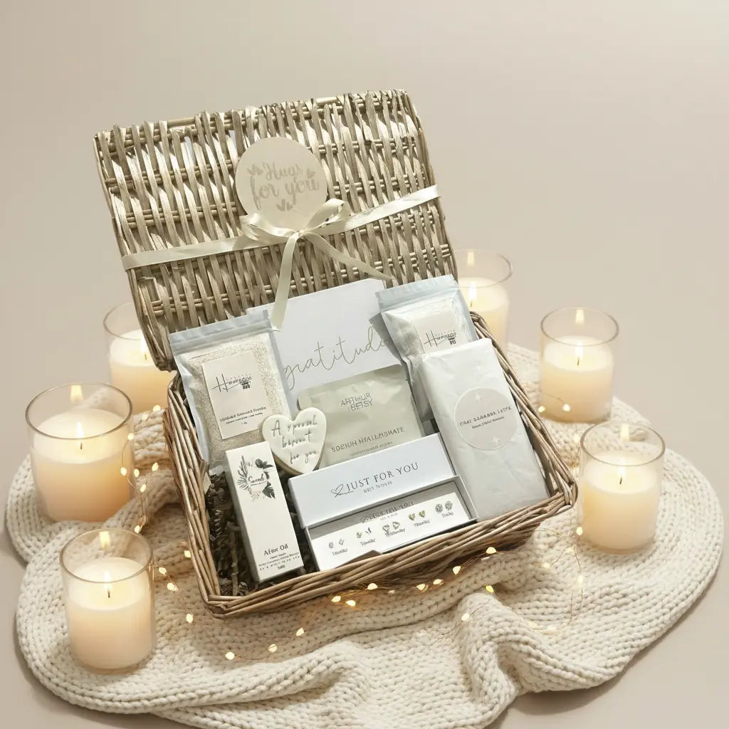 Large Hugs For You luxury hamper with self-care items, chocolates, and relaxation treats for her