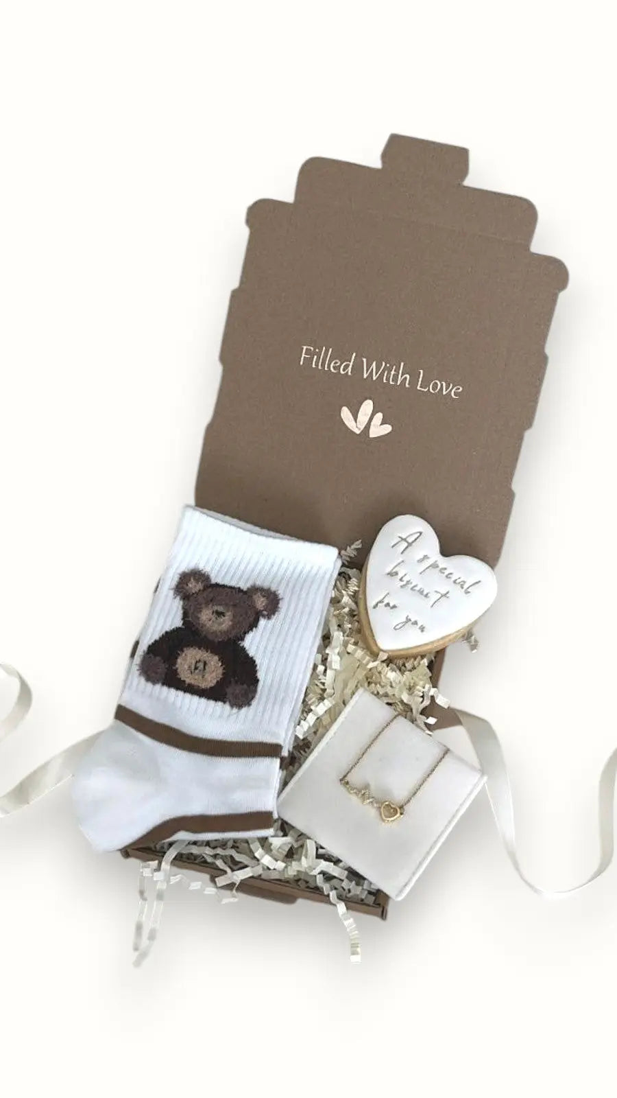Mini gift box letter box gifts for her small biscuit, bear socks and necklace