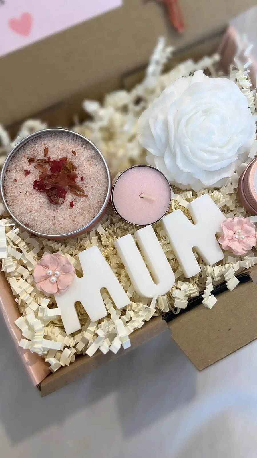 Personalised birthday gift box for mum with pamper products and self-care treats