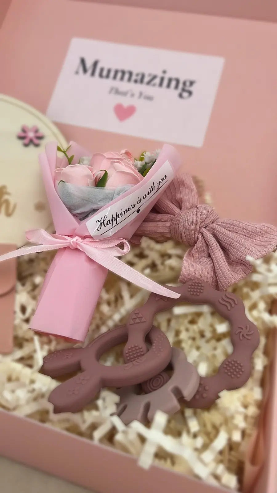 Mama and Baby Girl - Ready Made Box - Mum and baby gift set, gift ideas for new mum, maternity gift set which includes necklace, 12 month milestone set, teether, mini dried flower