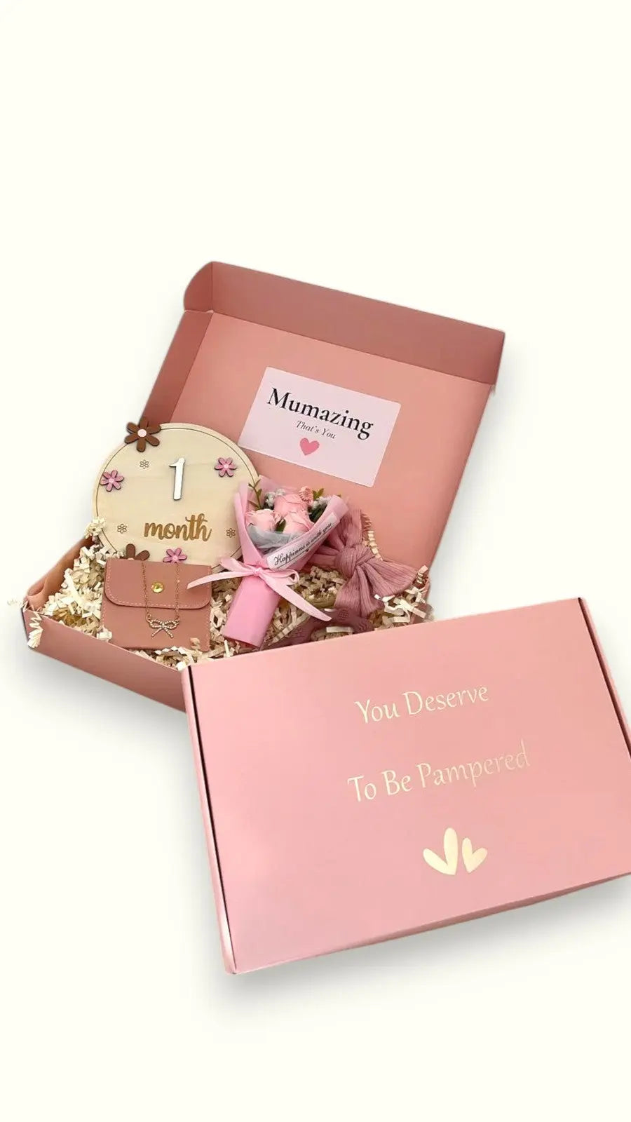 Mama and Baby Girl - Ready Made Box, Mum and baby gift set, gift ideas for new mum, maternity gift set which includes necklace, 12 month milestone set, teether, mini dried flower