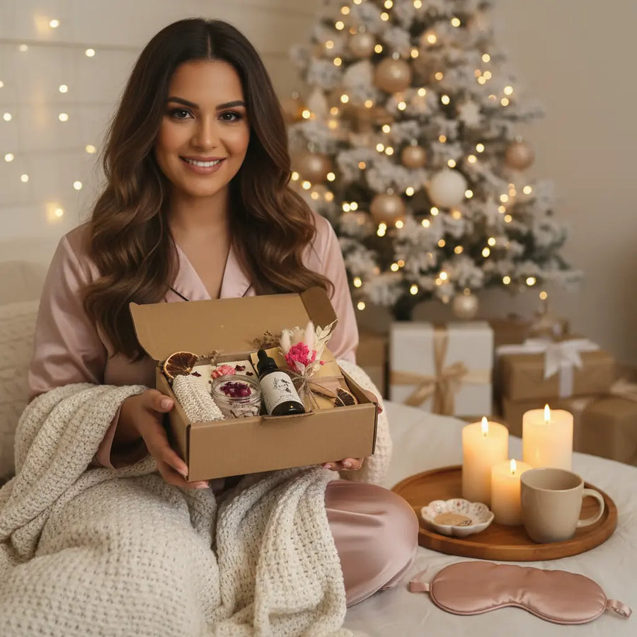 Christmas personalised gift box for women Natural skincare gifts Surreal Hampers UK