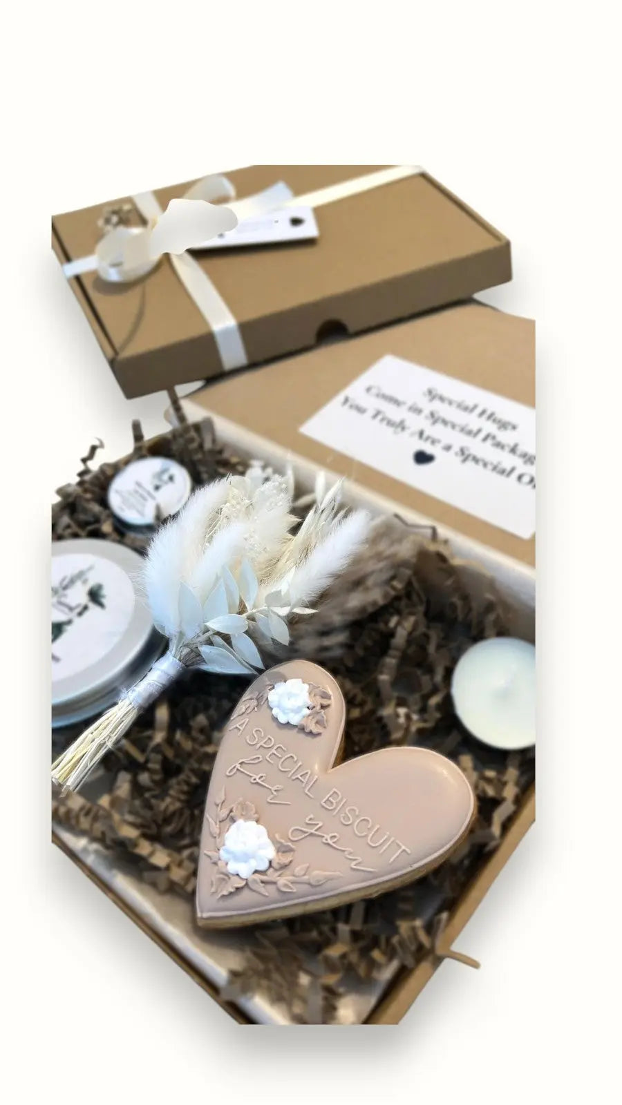 Pick me up letterbox gift box for her with cookie and cream, mini dried flower, and last minute free next day delivery