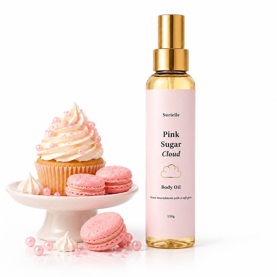 Nourishing Pink Sugar Cloud body oil for self care hamper gifts and radiant glowing skin