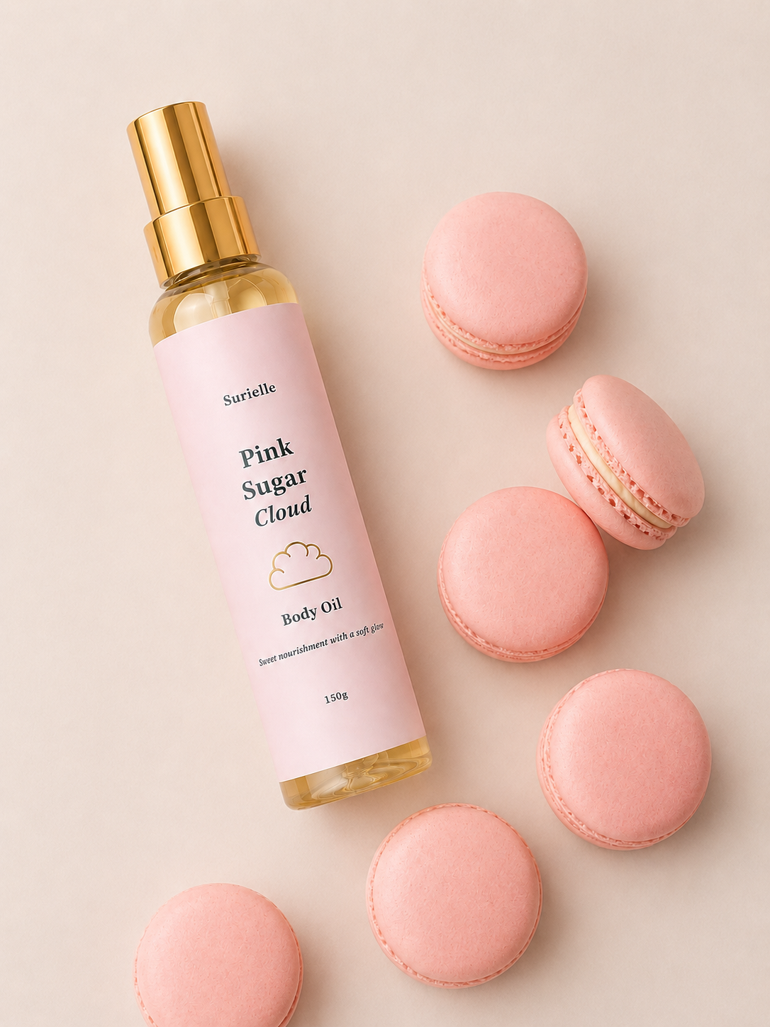 Pink Sugar Cloud body oil for self care gift box, perfect for pamper hampers and glowing skin