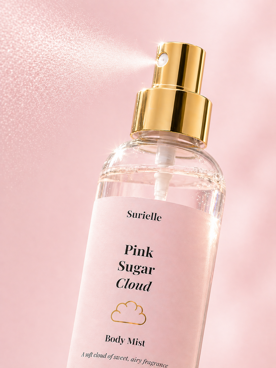 Pink sugar cloud body mist for a light, sweet fragrance and refreshed feel