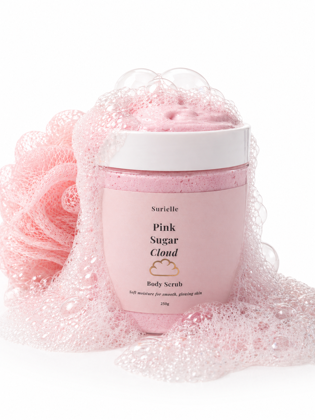 Sweet pink sugar scrub for relaxing self care routines and radiant skin