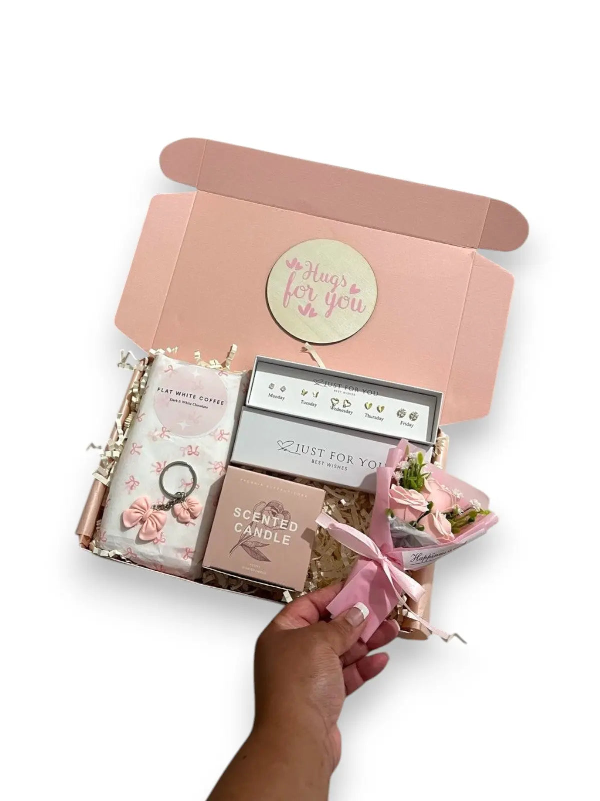 Sending hugs and comfort Just For You - Ready Made Box Get well soon pamper hamper, cosy Christmas gifts for her self care gift box