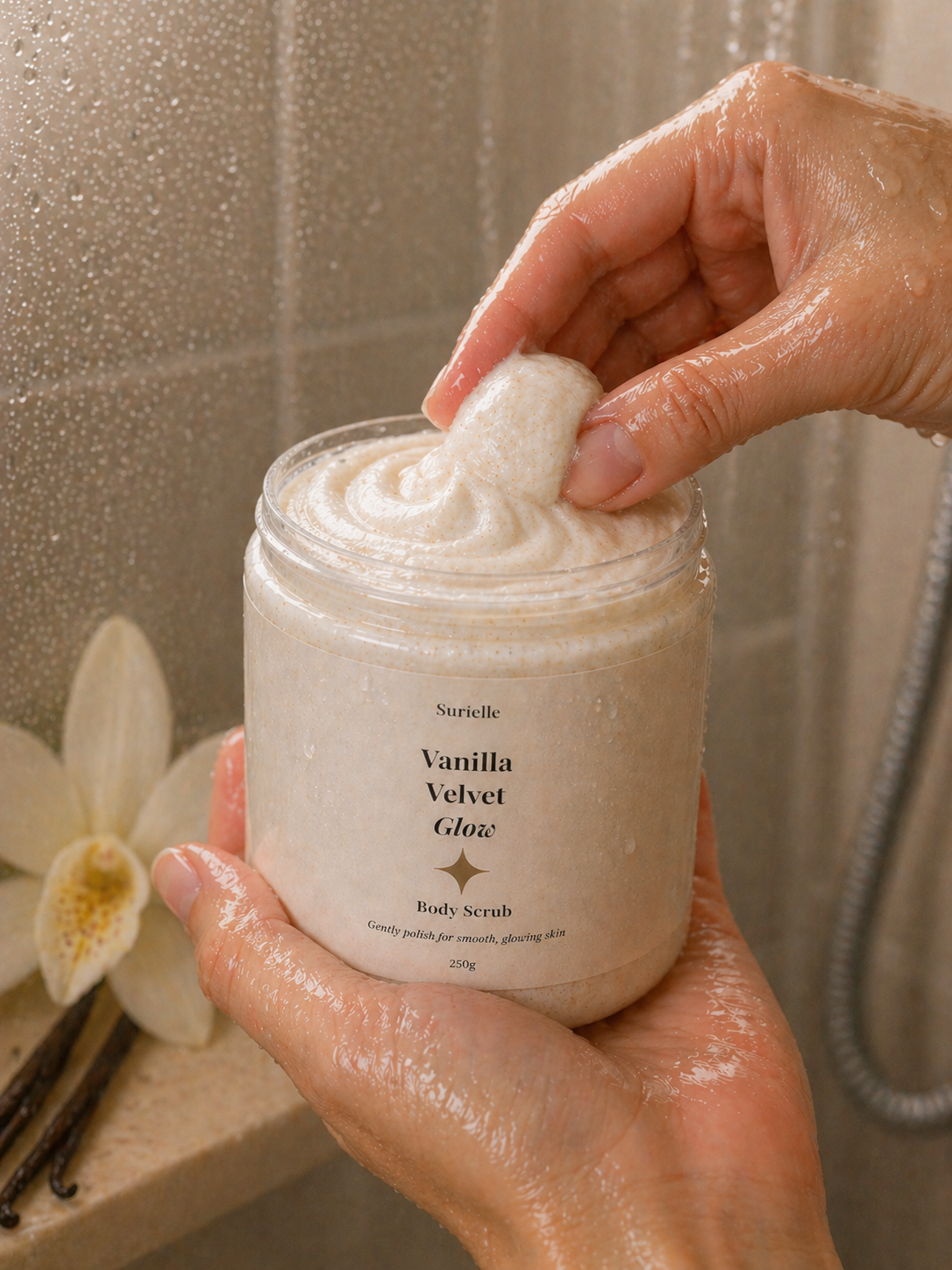 Vanilla sugar scrub for self care gift box, perfect for pamper hampers and glowing skin