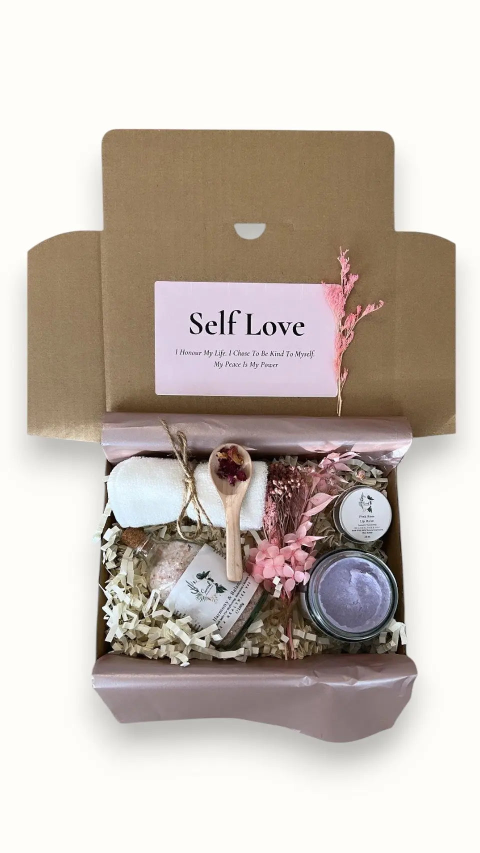 Handmade self-care gift box – bath salts, sugar scrub, and lip balm for birthdays, Christmas, and thoughtful gifts for women